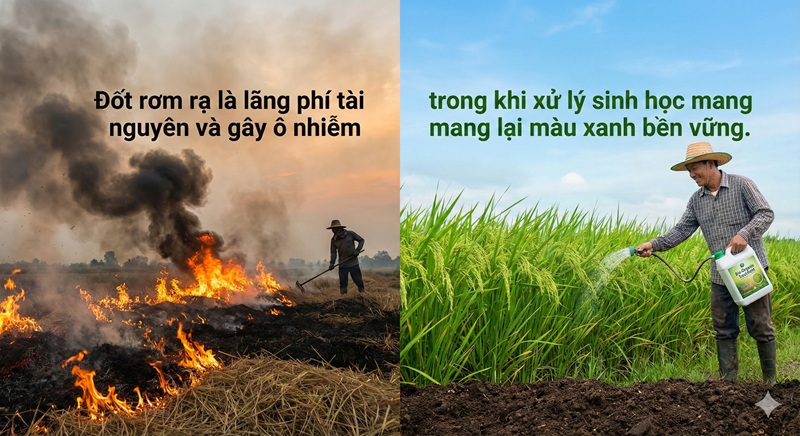 xử lý rơm rạ